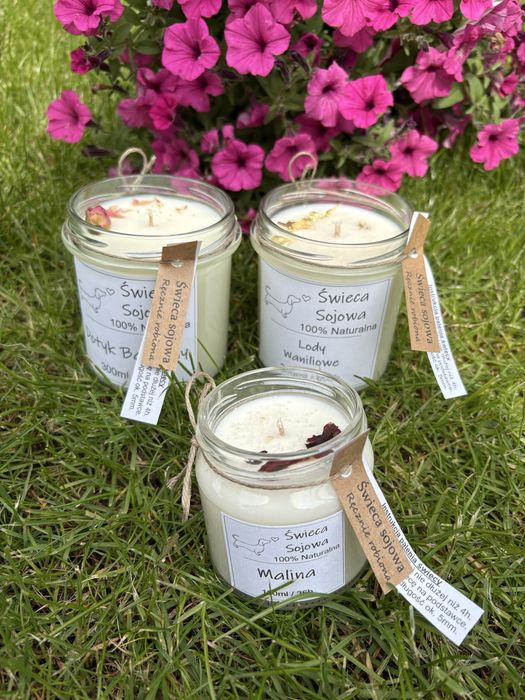 Świece sojowe ręcznie robione personalizowane