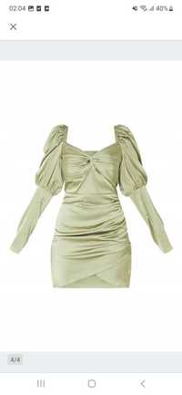 Nowa sukienka satynowa oliwkowa zielona krótka sylwestra xs