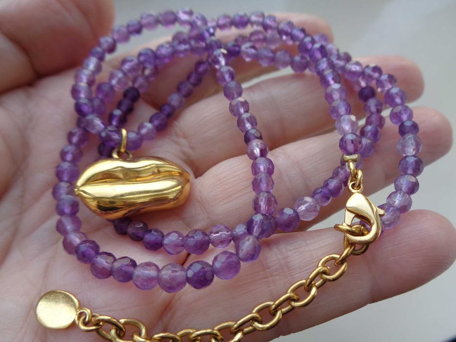 аметист намисто Lucas Jack London позолота нове 60см