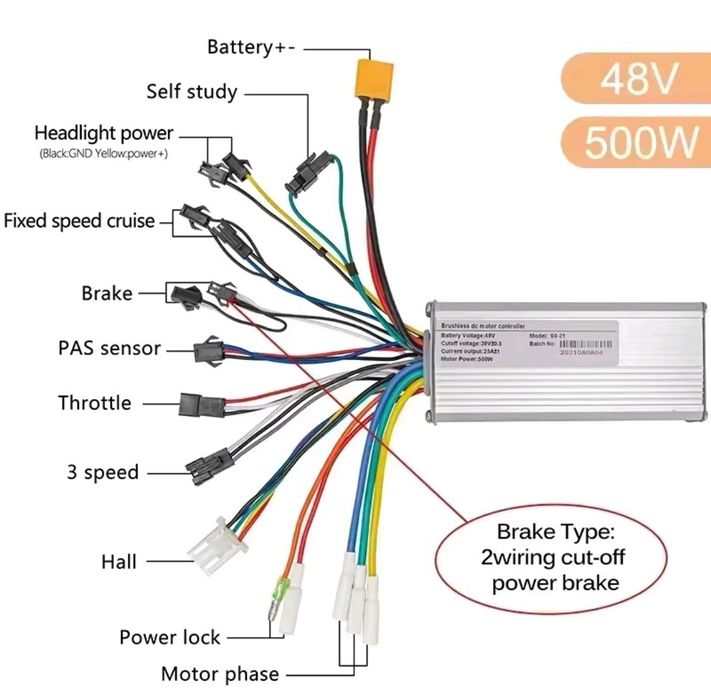 Sterownik 48V 25A 500W, hulajnoga elektryczna, rower elektryczny