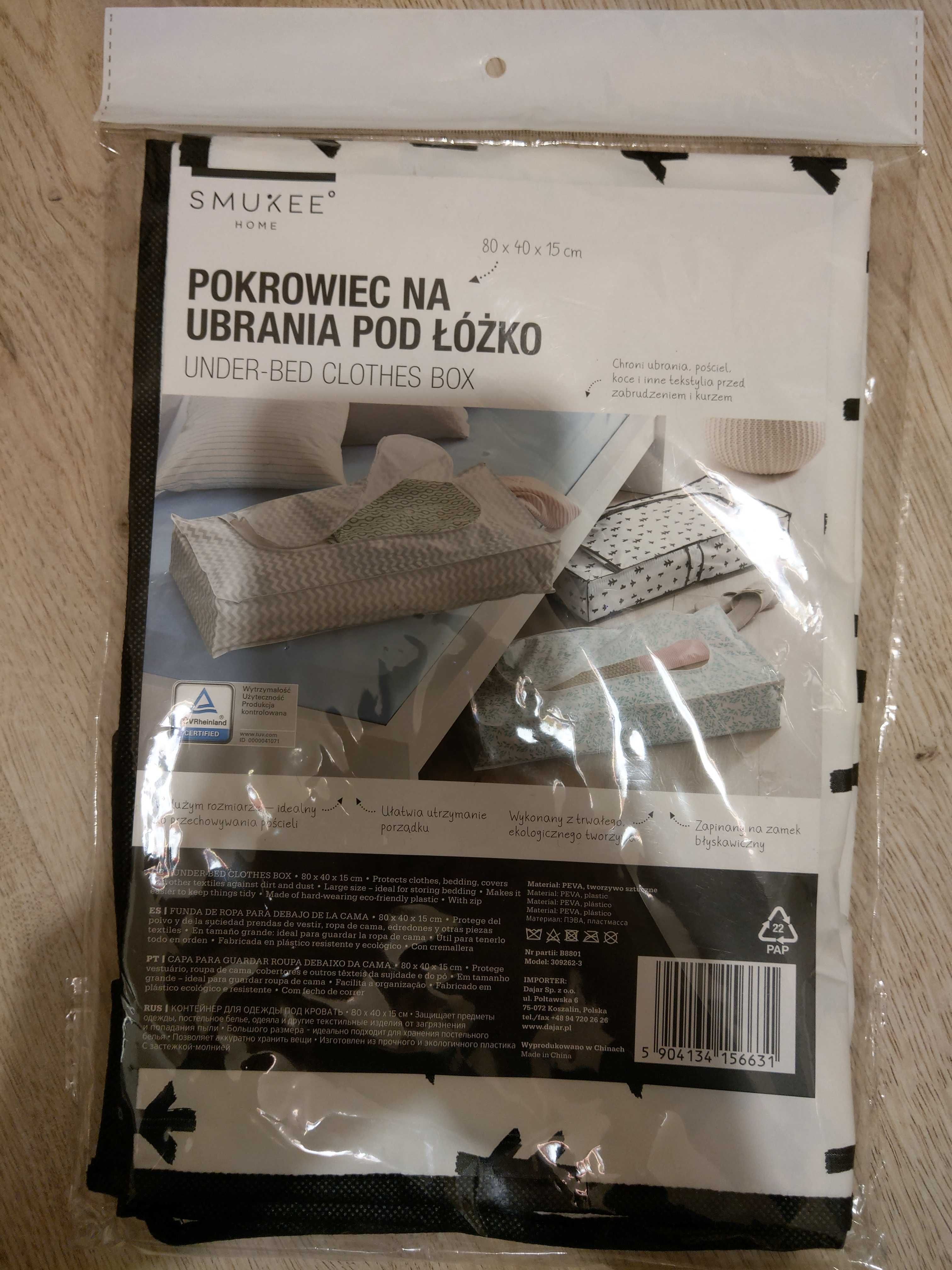 Pokrowiec na ubrania 80x40x15 na zamek