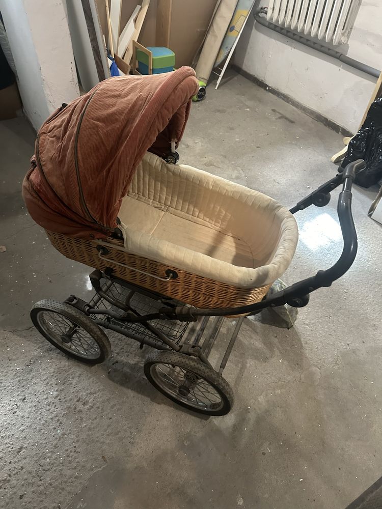 Wozek Wiklinowy Retro 2w1 pompowane koła