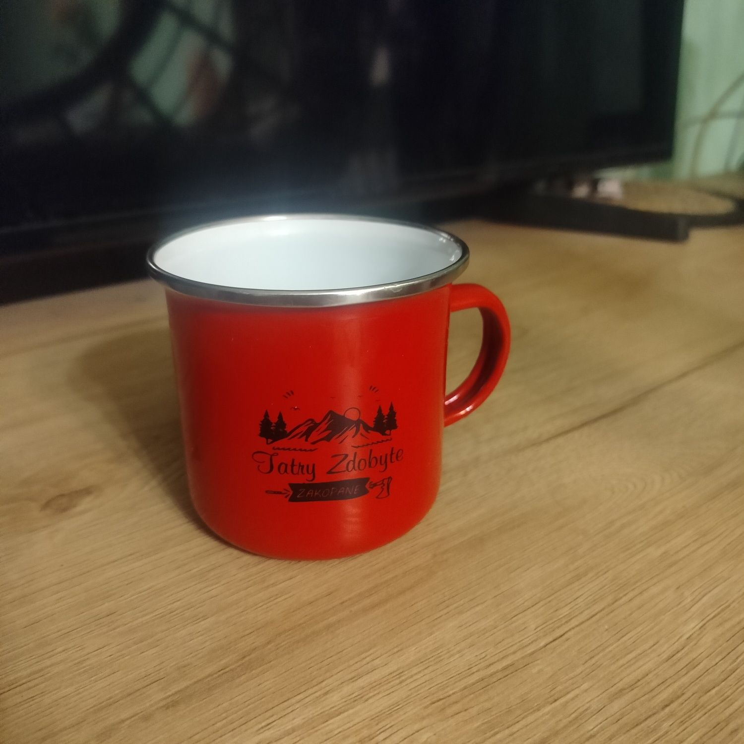 Kubek podróż emalia ucho Zakopane napis