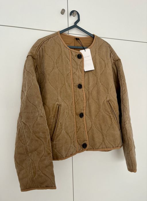 Zara Casaco Acolchoado Camel Mulher