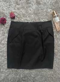 elegancka wizytowa czarna spódnica z kieszeniami, szlufkami na pasek L