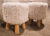 Pufa z futerkiem ,z włosami, krzesełko, owieczka, pufka