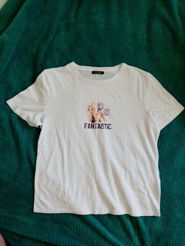 Koszulka Orsay damska L / 40 T-shirt z grafiką i ćwiekami