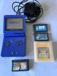 Gameboy advance sp azul com carregador e 4 jogos