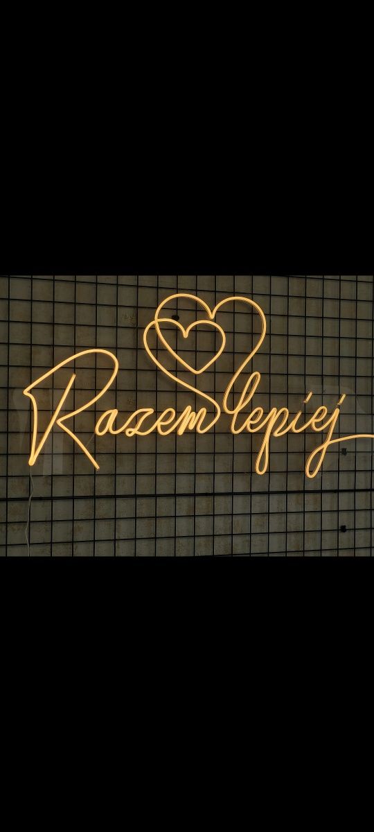 Razem lepiej z sercami serca ledon neon ślub wesele napis led