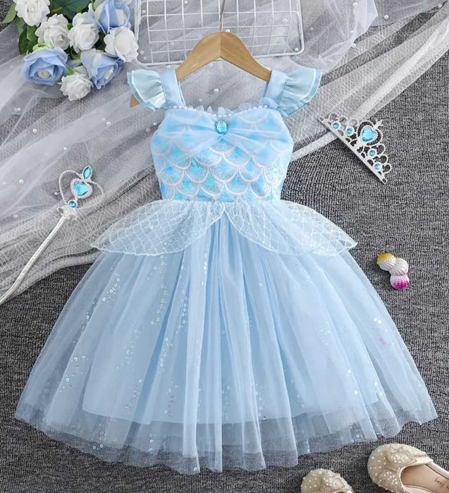 Śliczna sukienka strój Mała Syrenka, r. 110/116 przebranie