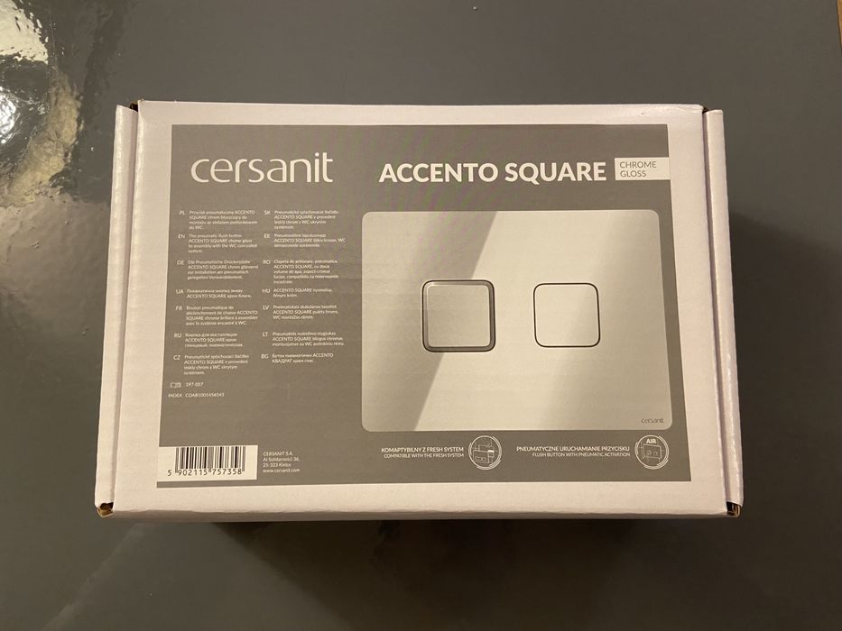 Przycisk spłukujący pneumatyczny ACCENTO SQUARE chrom błyszczący