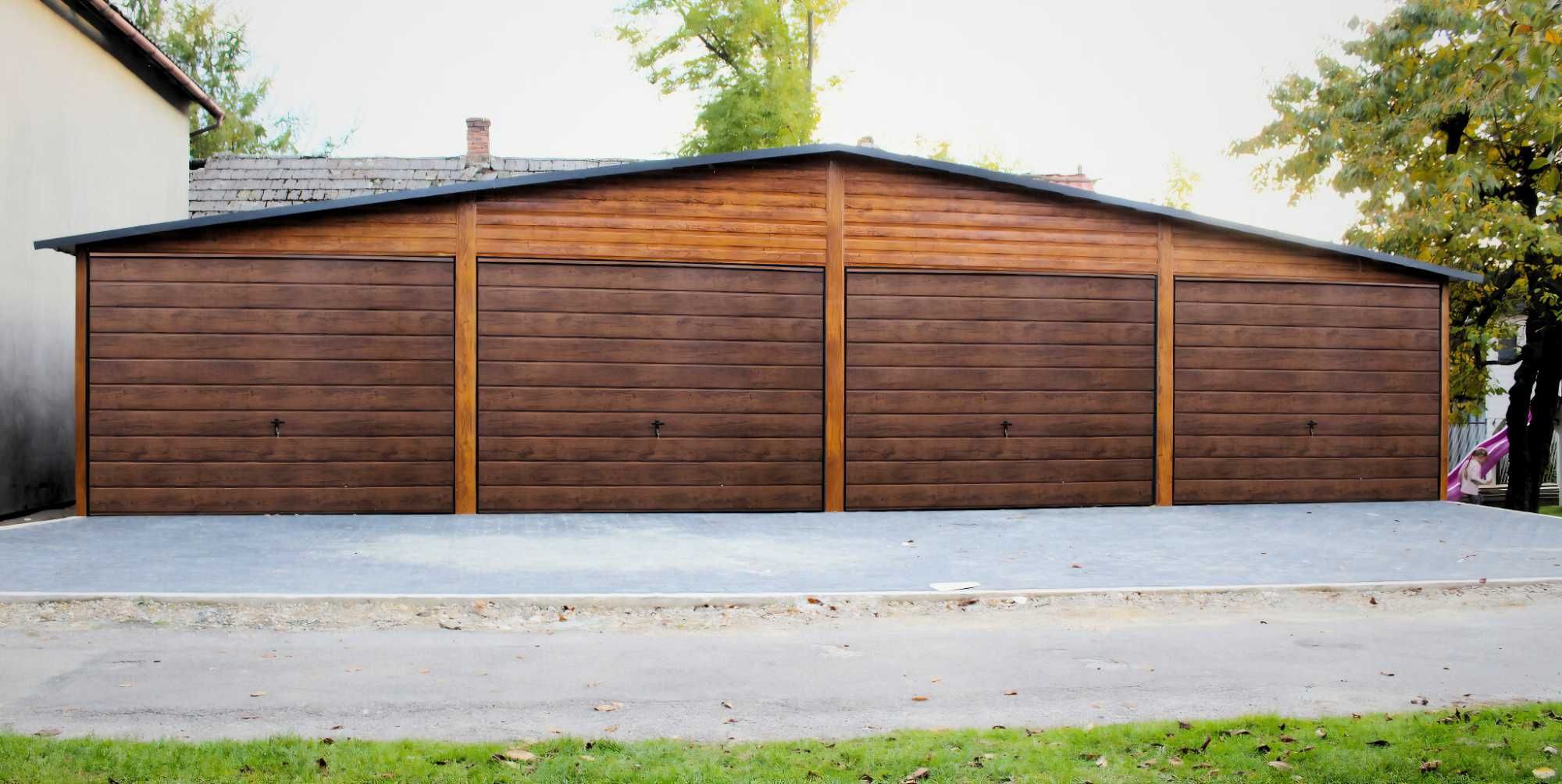 Garaż drewnopodobny 12x9m blaszany schowek na budowe (5x5 6x6 7x8 9x5)