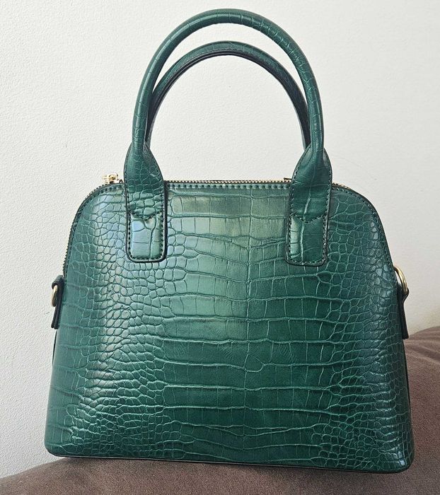 Bolsa marrom imitação pele crocodilo