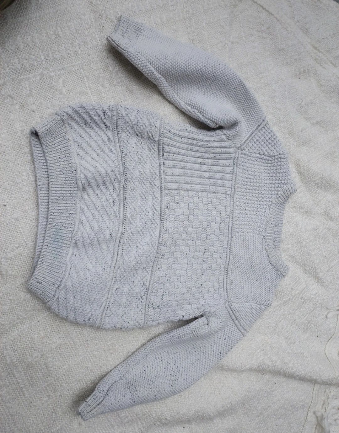 Sweter szary gruby 98 104