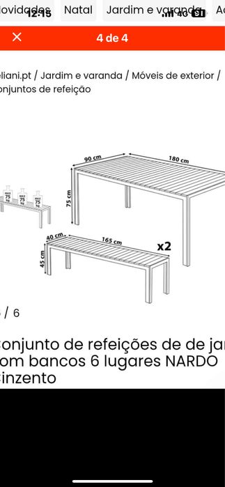 Mesa e bancos de exterior