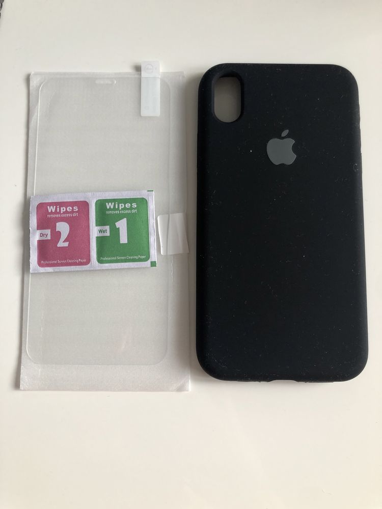 Etui iphone XR czarne + szkielko ochronne