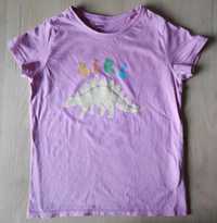 T-shirt koszulka krótki rękaw różowa dinozaur Stegozaur Sinsay r.140