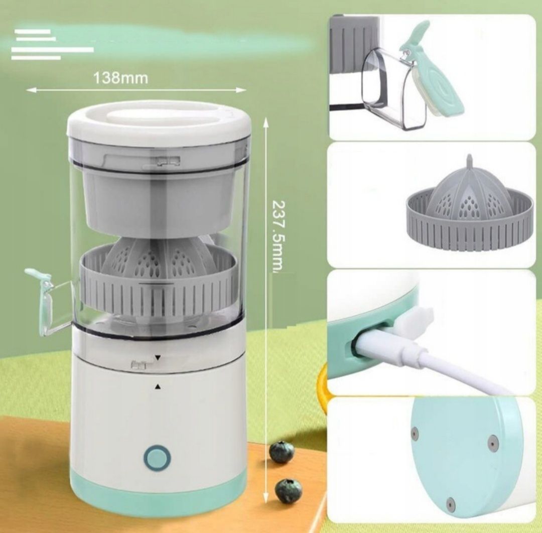 Wyciskarka bezprzewodowa do soków cytrusów 45W 350ML sokowirówka USB