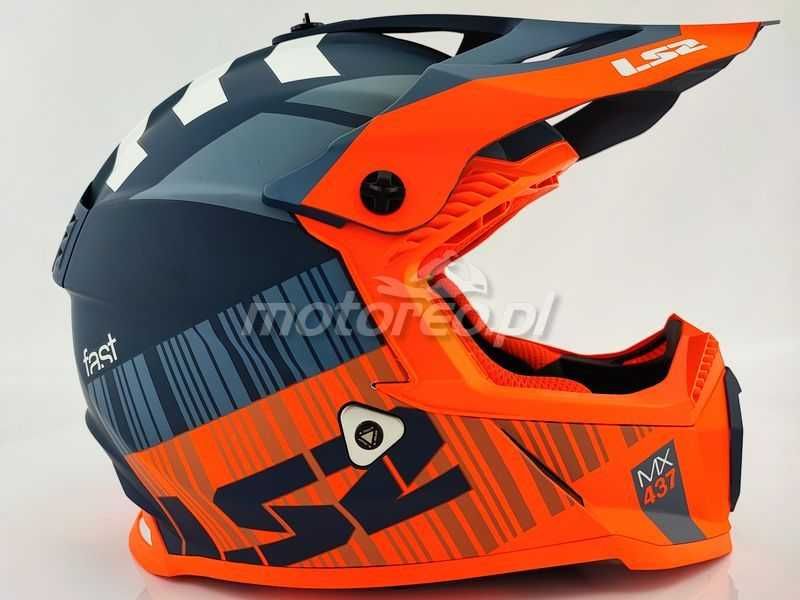 WYPRZEDAŻ Kask LS2 MX437 Fast Evo XCODE Mat Or. Blue Enduro/Cross /ATV