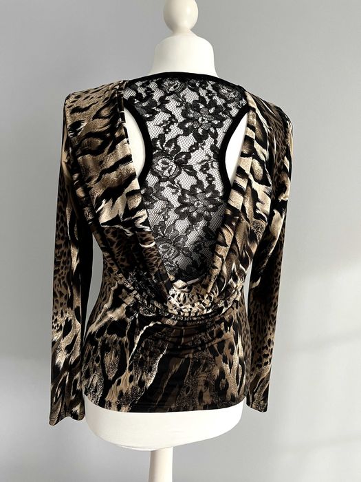 Seksowna bluzka w panterkę z koronką - rozmiar S