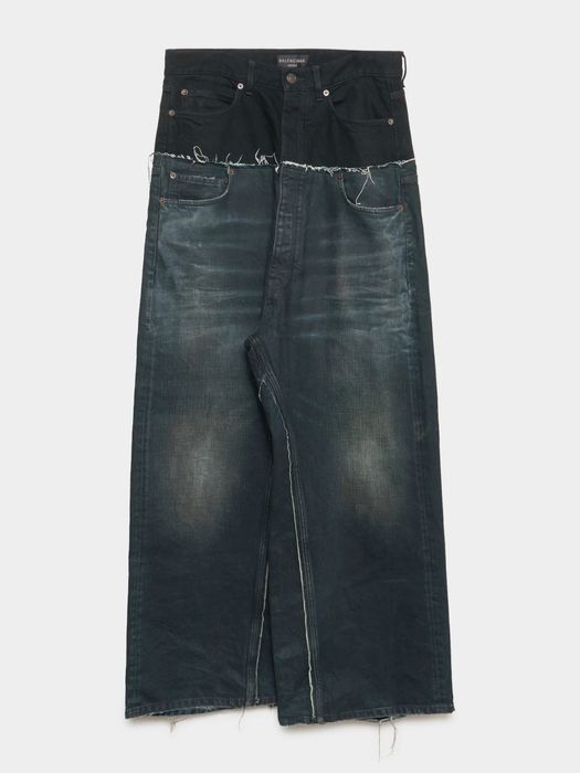 Balenciaga Double Waist Cut up Black Jeans