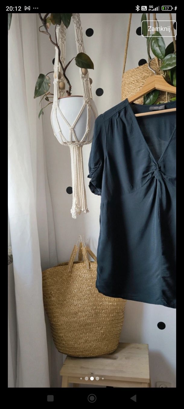 Xl/xxl czarna wiskozowa bluzeczka koszulka dekolt v krótki rękaw
