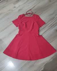 Śliczna różowa sukienka wiązane plecy wycięcie na plecach XL/14