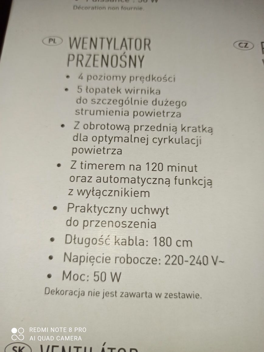 Silvercrest przenośny wentylator