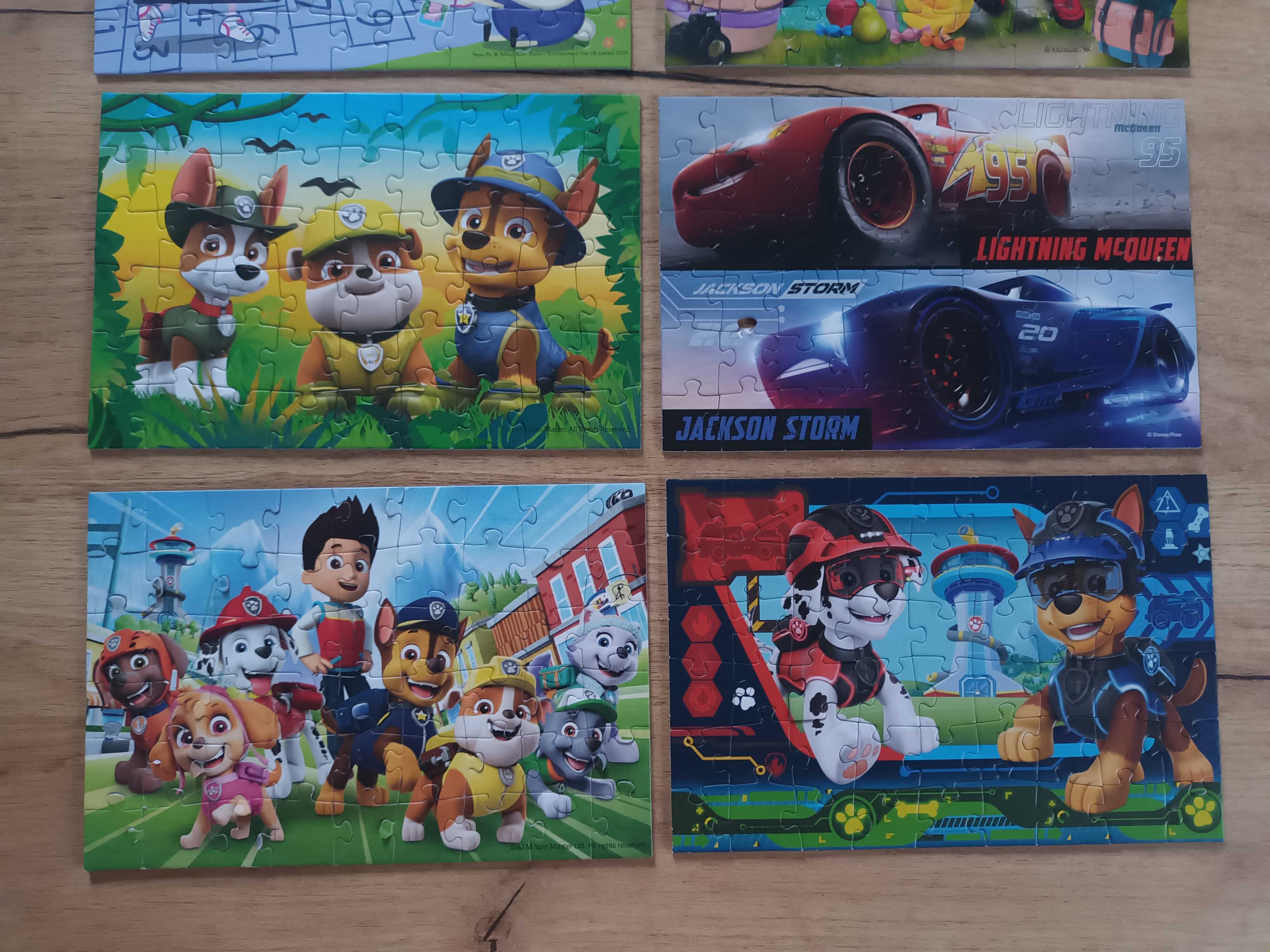 8 zestawów puzzle MINI Trefl Psi Patrol, Peppa, Auta