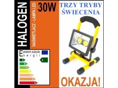 Halogen led 30W=150W akumulatorowy przenośny