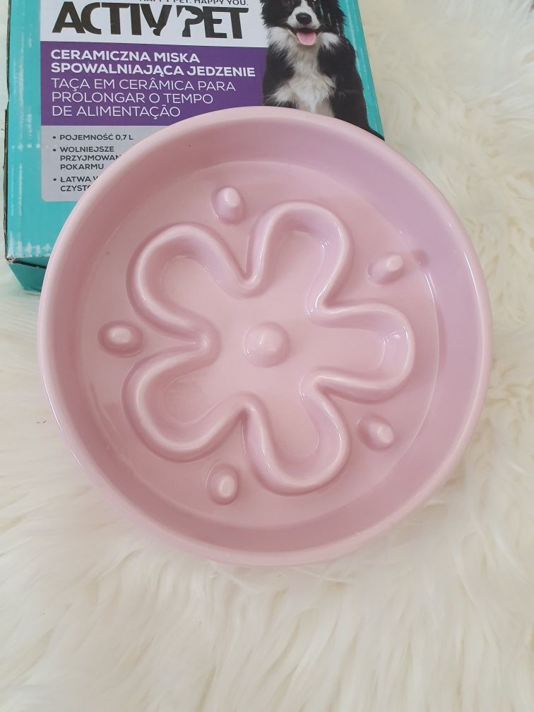 Ceramiczna miska spowalniająca jedzienie ActivPet różowa