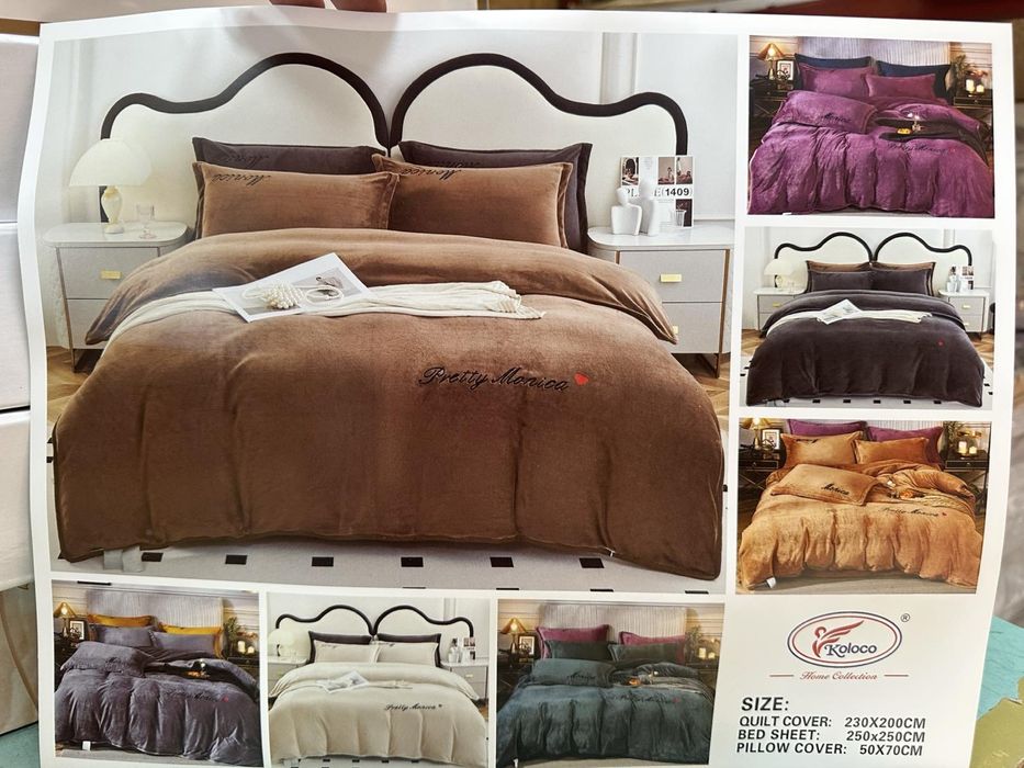 Однотонні мʼякі велюрові комплекти постільна білизна "Monica" Koloco