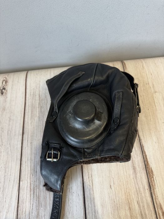 Кожаный зимний шлемофон