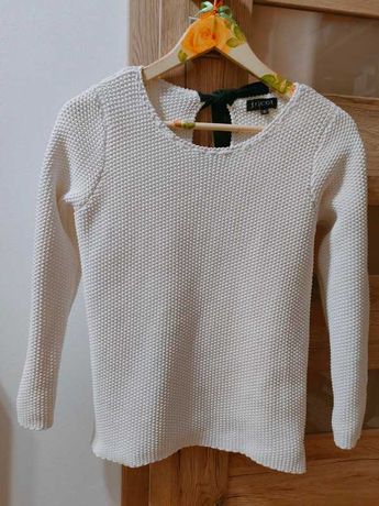 Biała bluzka biały sweterek sweter tricot elegancki z kokardką S