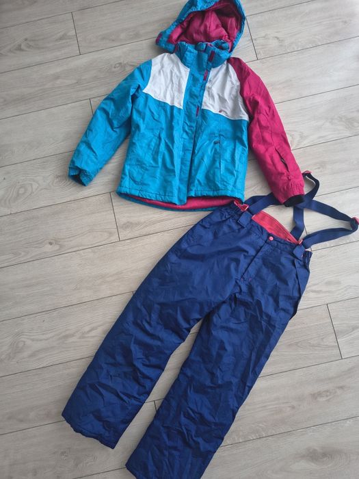 Komplet zimowy spodnie zimowe narciary na szelkach kurtka 146-152