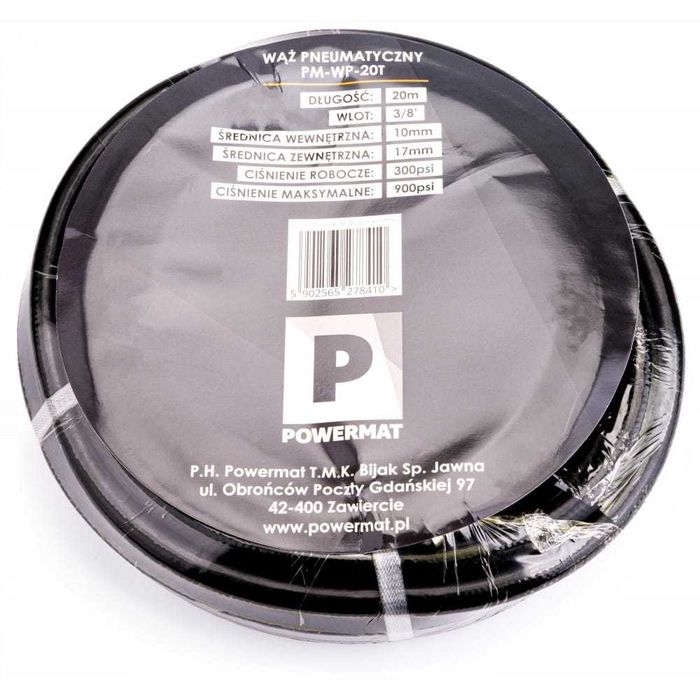 POWERMAT Wąż Pneumatyczny Przewód Do Kompresora 10x17mm 20m PM0843