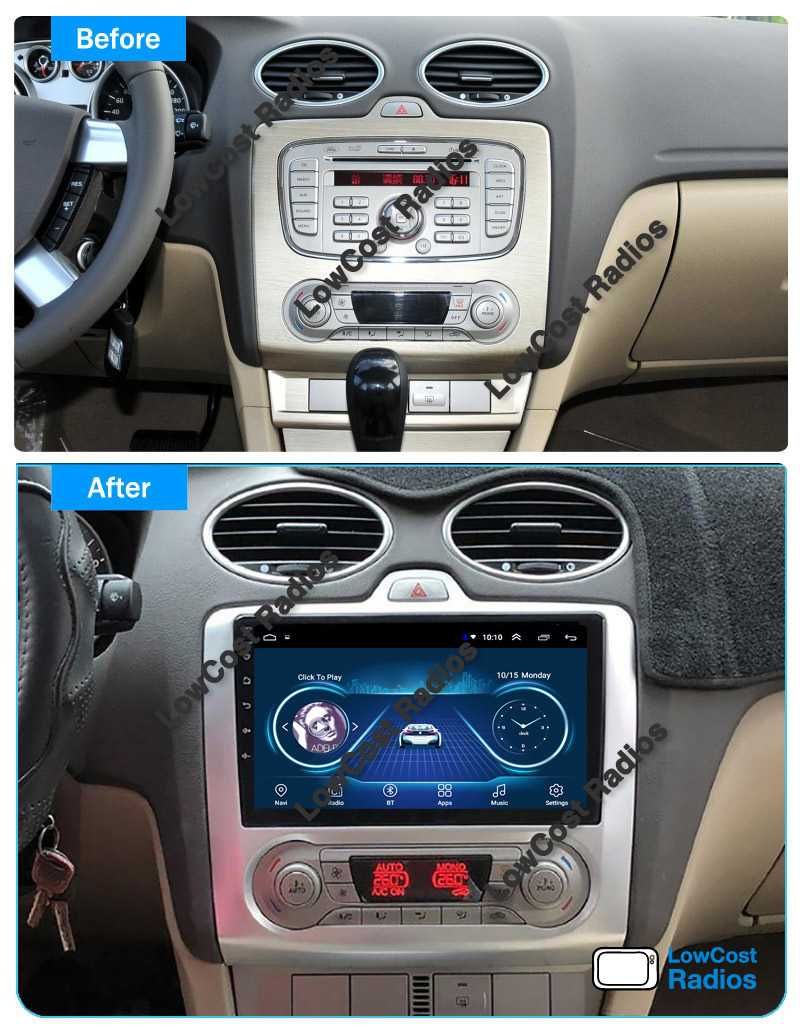 Auto Rádio ANDROID 13 - FORD FOCUS 9 Polegadas • GPS • BLUETOOTH • USB