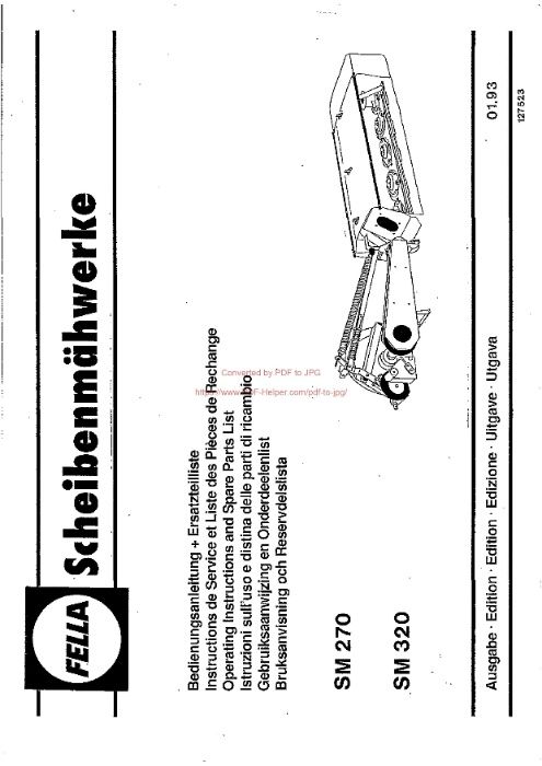 Katalog części kosiarka FELLA SM 270, 320