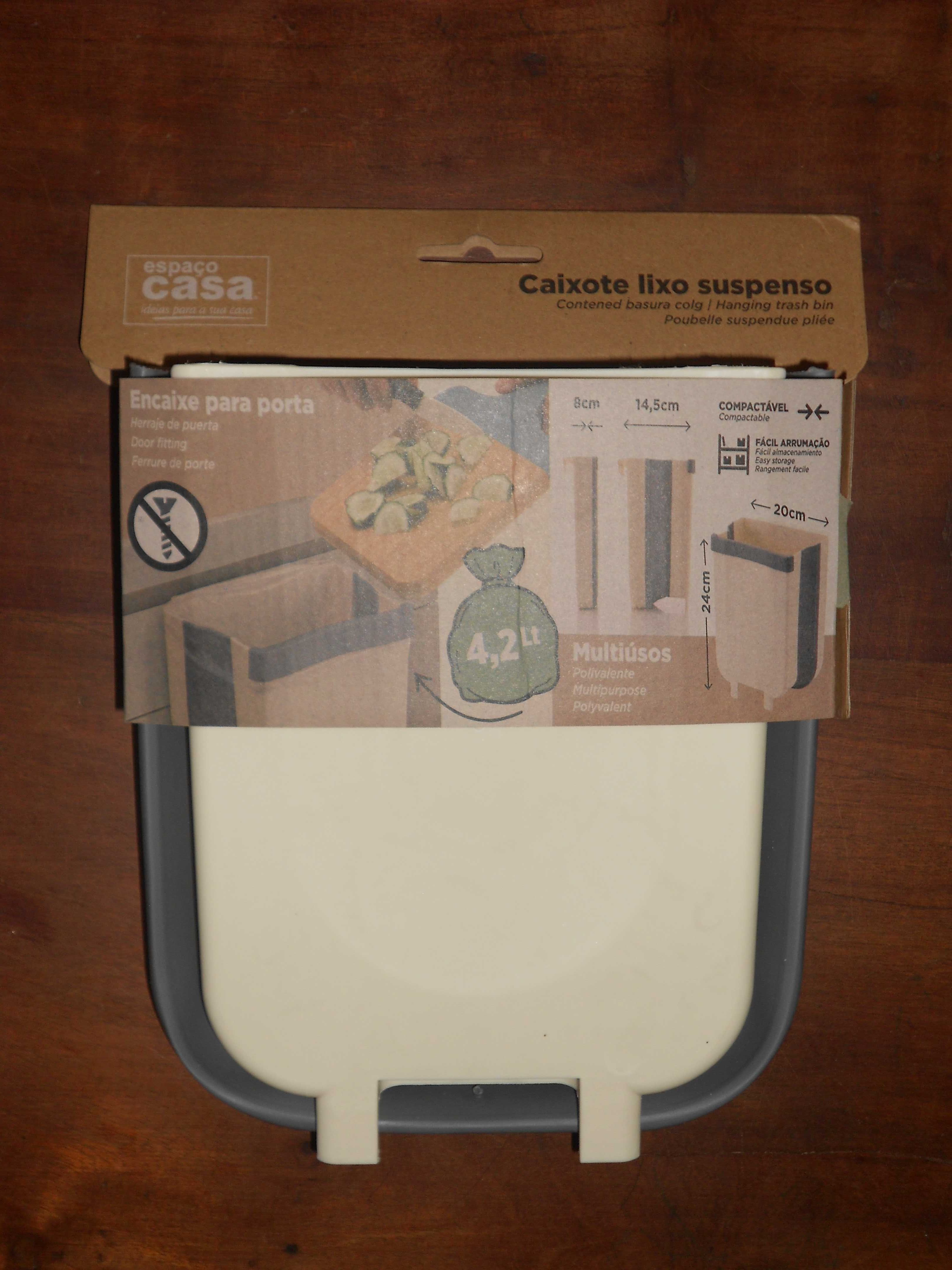 Caixote lixo suspenso com encaixe para porta 4,2lt - Novo