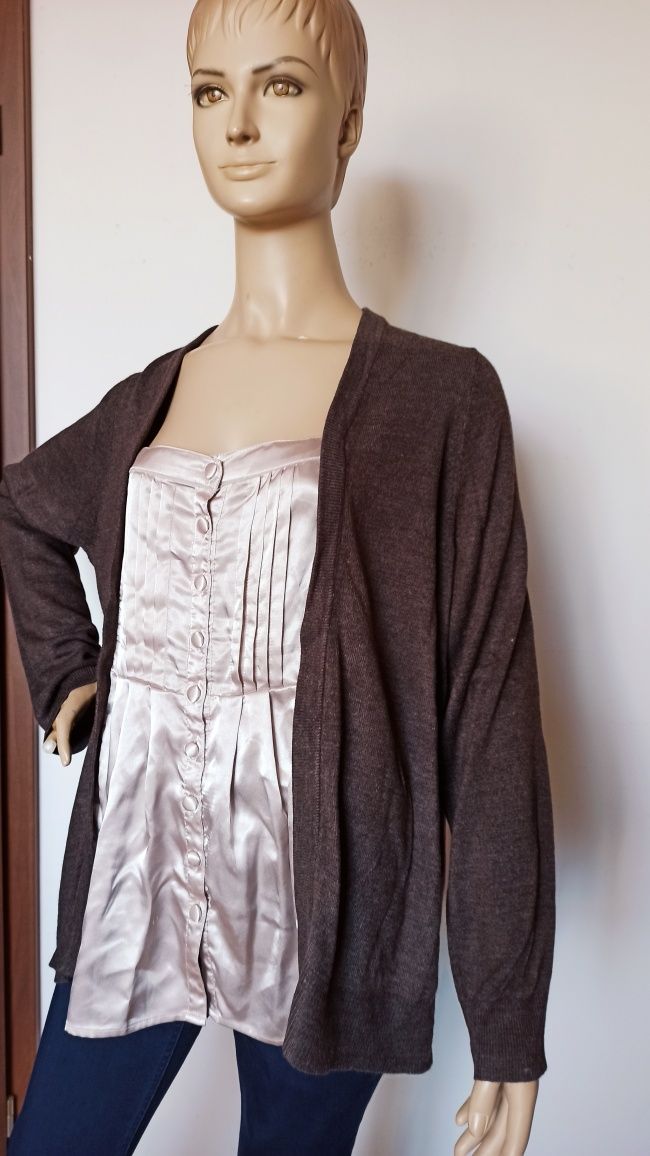 Sg Sweter damski 48 , Brązowy sweter 48 wraz z bluzką