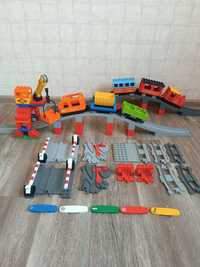 Лего дупло оригинал мост,поезд сенсорный,рельсы,переезд,тупик,вагон