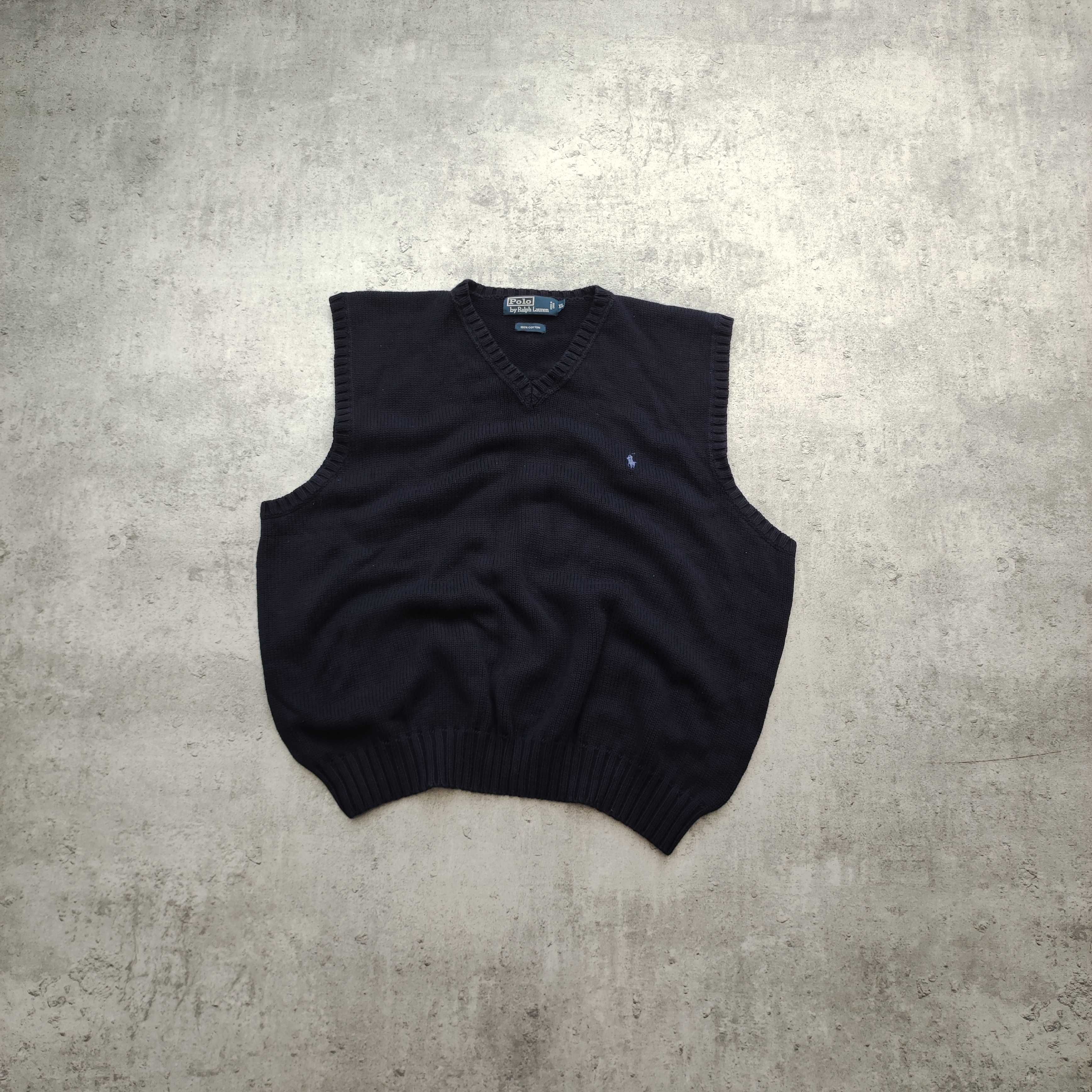 MĘSKA PREMIUM Granatowa Kamizelka Sweter Polo Ralph Lauren Konik Logo