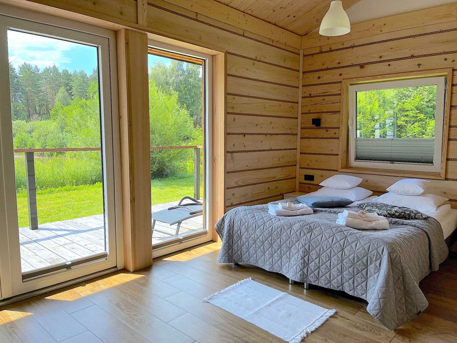 2os Domek z balią jacuzzi kominkiem jeden na terenie odludzie w lesie