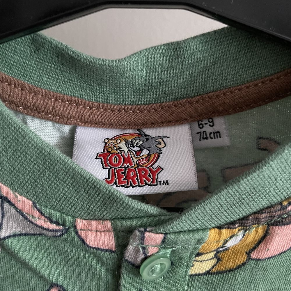 Bluzka koszulka krótki rękaw zielona Tom and Jerry 100% bawełna 74