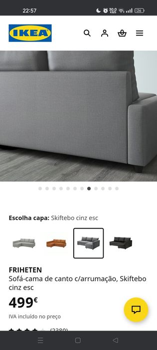 IKEA Sofá-cama de canto c/arrumação bege em bom estado