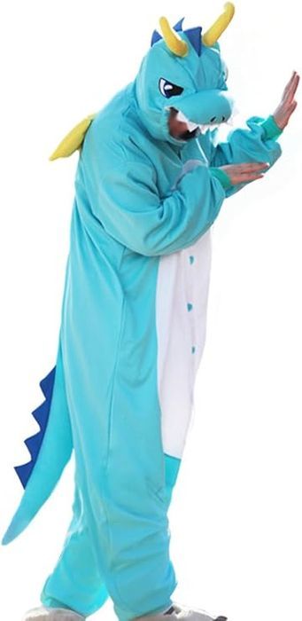 Męska Piżama Kigurumi Cosplay Smoka Niebieski Rozmiar M 158-168 cm