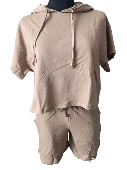 komplet damski bluzka i spodenki L/XL, beżowy