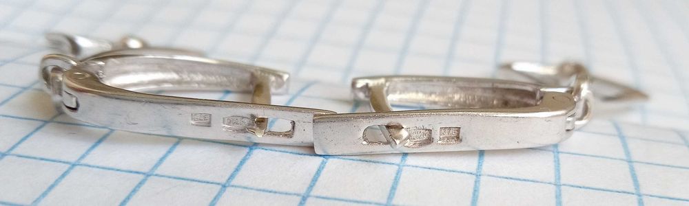 Вінтажні Сережки серьги срібло 925 проба, золоті вставки. Вінтаж