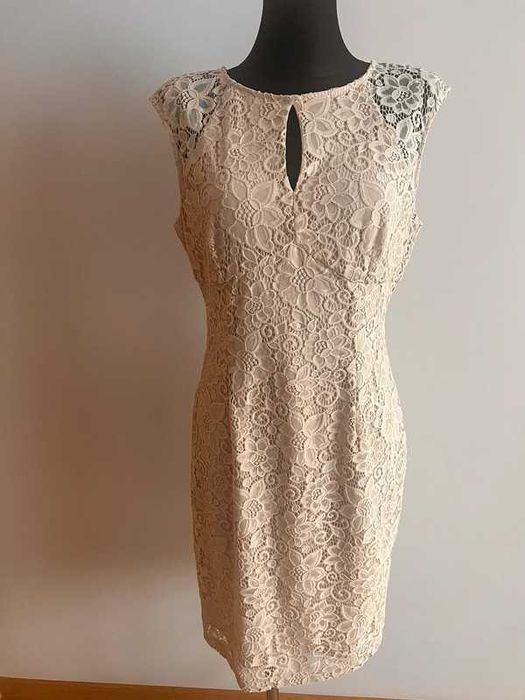 Wallis sukienka koktajlowa z koronki beż r.40