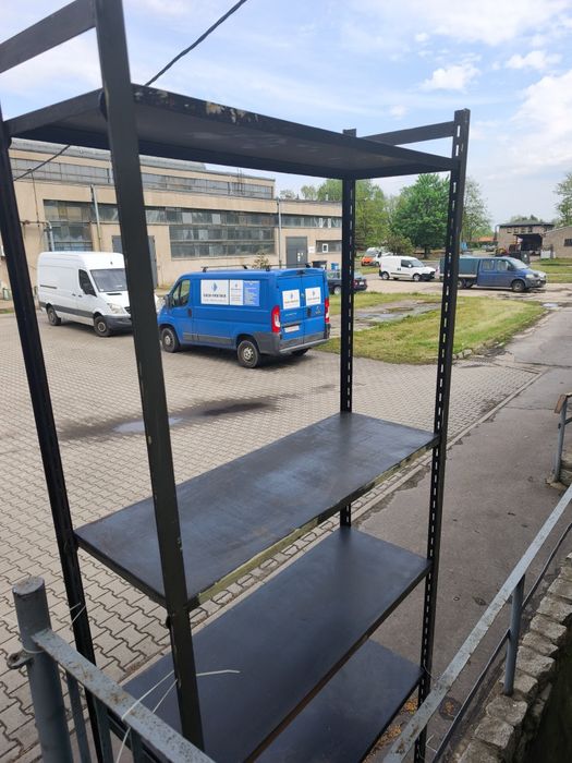 Regał regały magazynowe stalowe + 100 pojemników metalowe półki